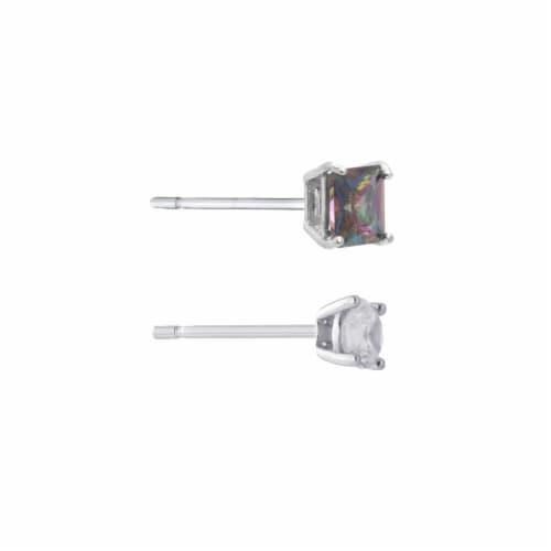 Elements Silver Plated 5mm/6mm Cubic Zirconia Duo Earring Set Perspective: right