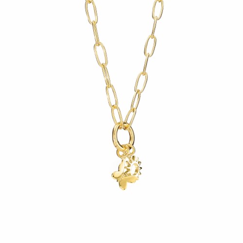 Elements Gold Over Silver Sun & Butterfly Charm Necklace Perspective: right
