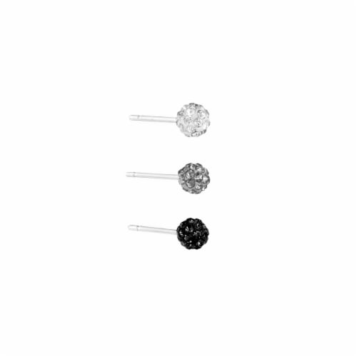 Elements Silver Plated 4mm Crystal 3-Piece Stud Earrings Perspective: right