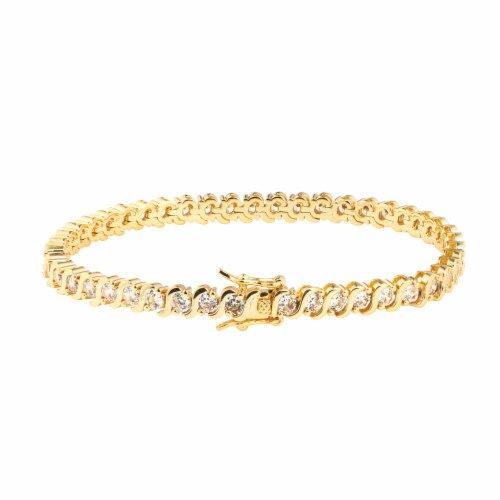 Elements 14K Gold Over Brass 7.25 Inch Cubic Zirconia Tennis Bracelet Perspective: right