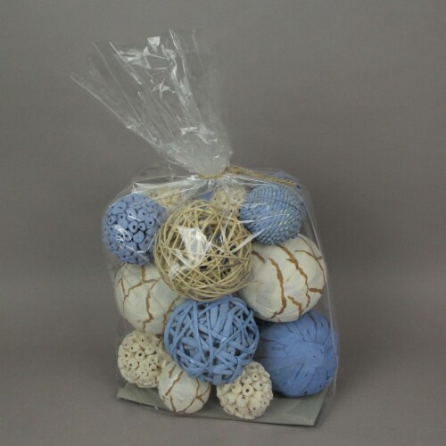 Bag of Natural Dried Blue Floral Balls Home Decor Decorative Orbs Vase Filler - Blue Perspective: right