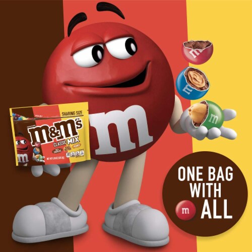 M&M S Classic Mix Chocolate Candy Sharing Size (Pack of 6) Perspective: right