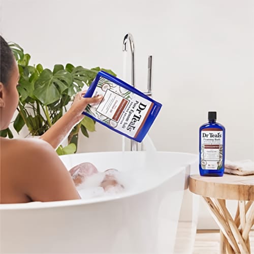 Dr Teal's Pure Epsom Salt Soaking Solution with Coconut Oil (Pack of 18) Perspective: right