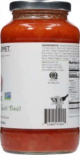 Dave's Gormet® Gluten-Free and Vegan Roasted Garlic & Sweet Basil Pasta Sauce Perspective: right