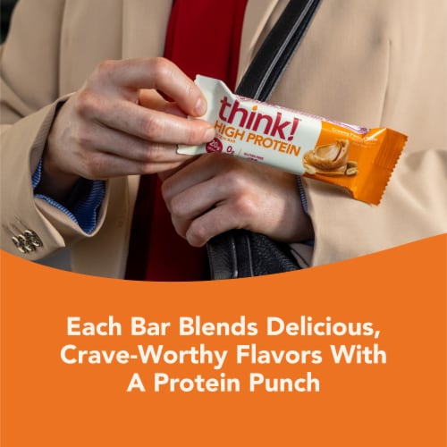 think! Creamy Peanut Butter High Protein Bars Perspective: right