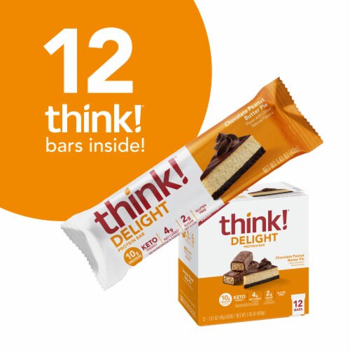 Think!® Gluten Free Chocolate Peanut Butter Pie Keto Protein Bars Perspective: right