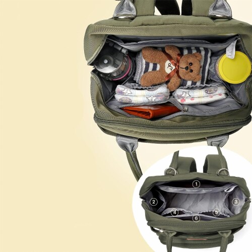 RUVALINO Large Diaper Bag BackpackArmy Green Perspective: right
