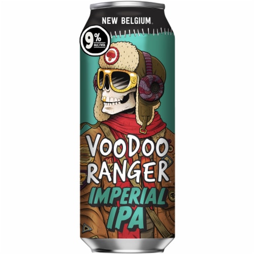 New Belgium Voodoo Ranger Imperial IPA Craft Beer Single Can Perspective: right