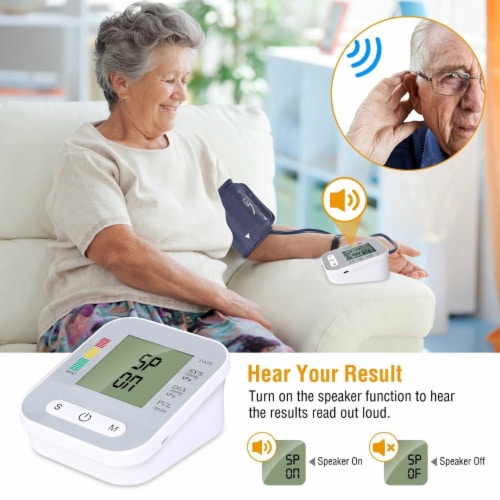 Digital Arm Blood Pressure Monitor LCD Digital Heart Beat BP Gauge Health Test with Voice Perspective: right