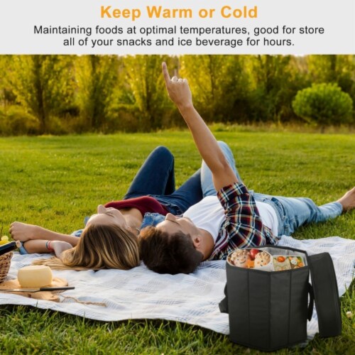 Collapsible Grocery Cooler Bag 3 Gallon Insulated Food Container Seat Combo for Camping Perspective: right