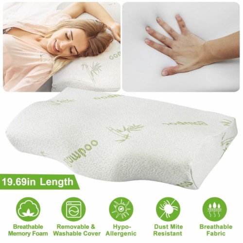 Bamboo Memory Foam Sleep Pillow Contoured Cervical Orthopedic Pillow Neck Support Breath Pil 1 unit King Soopers