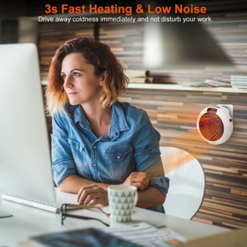 900W Portable Heater Fan Wall Outlet Space Heater Plug-In Heater Perspective: right