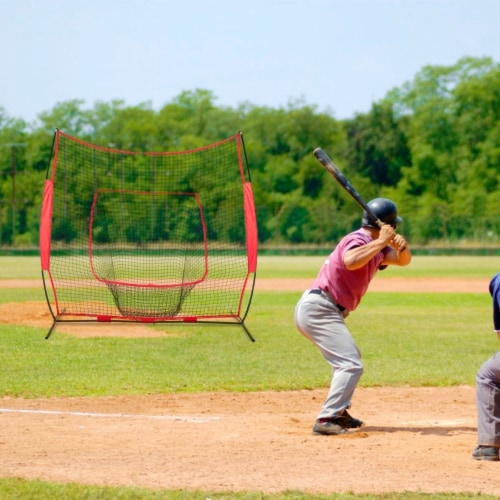 7x7ft Baseball Softball Teeball Practice Net Batting Hitting Pitching Training Net Perspective: right