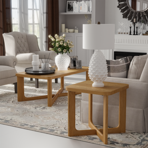 Aydan 24 Natural Color Square Solid Wood Oak Coffee Table Aydan 24 Natural Color Square Solid Wood Oak Coffee Table