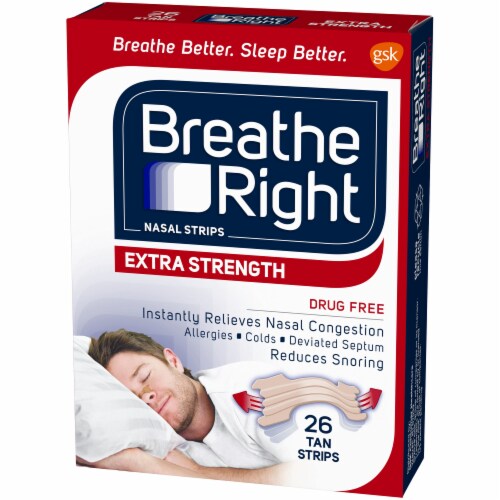 Breathe Right Extra Strength Tan Nasal Strips Perspective: right