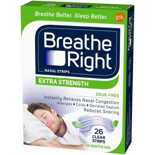 Breathe Right Extra Strength Drug-Free Clear Nasal Strips, 26 ct - Kroger