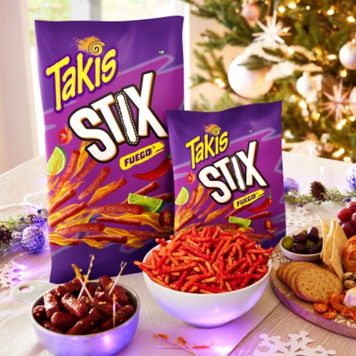 Takis Fuego Stix Hot Chili Pepper & Lime Corn Snack Sticks Perspective: right