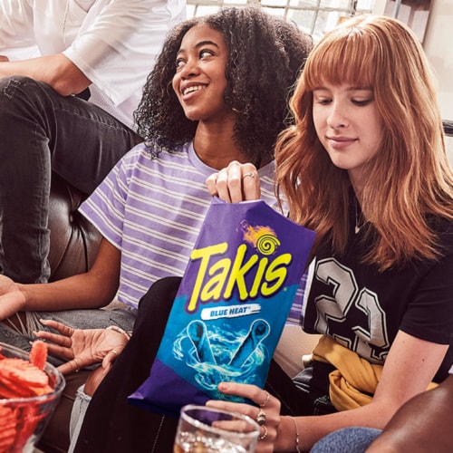 Takis Rolls Spicy Blue Heat Hot Chili Pepper Tortilla Chips Perspective: right