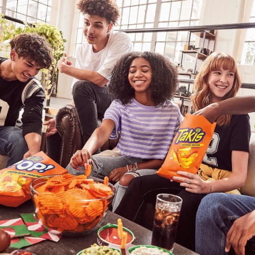 Takis Waves Cheesy Intense Nacho Cheese Wavy Potato Chips Perspective: right