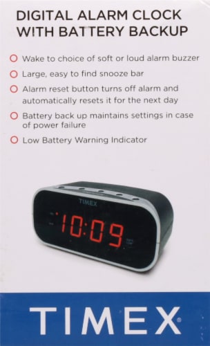 Timex® Space Saving LED Alarm Clock - Black Perspective: right