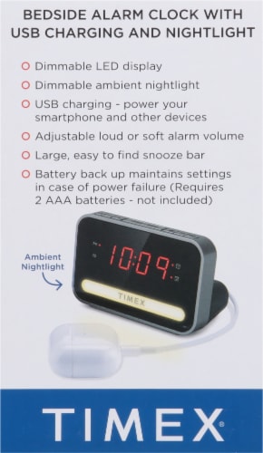 Timex Dual Alarm Clock with USB Port and Night Light Perspective: right