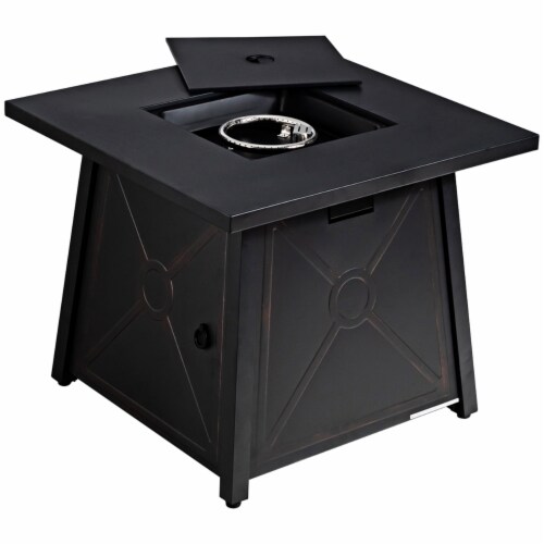 Gymax 30'' Square Gas Fire Pit Table Propane 50,000 BTU Patio Yard w/ Lava Rocks Perspective: right