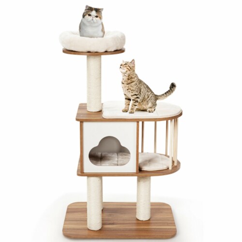 46'' Modern Wooden Cat Tree with Platform & Washable Cushions for Kittens & Cats Perspective: right