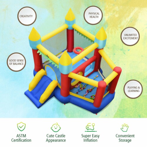 Gymax Inflatable Bounce House Slide Jumping Castle Ball Pit Tunnels Without Blower Perspective: right