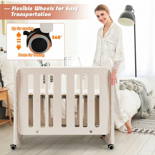 3 in 1 Baby Bed Crib w 2 Mattress Convertible Toddler Playard Rocking Crib 1 unit Foods Co