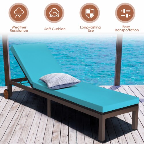 Costway outdoor chaise lounge chair recliner cushioned patio furniture adjustable wheels deals