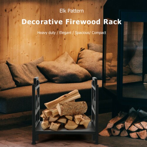 Gymax 18'' Firewood Log Rack Wood Lumber Storage Holder for Fireplace Stove Fire Pit