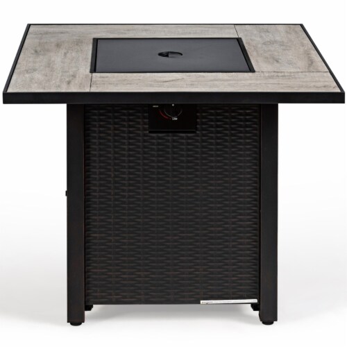 Gymax 30'' Gas Fire Table 50,000 BTU Square Propane Fire Pit Table Patio Yard Perspective: right