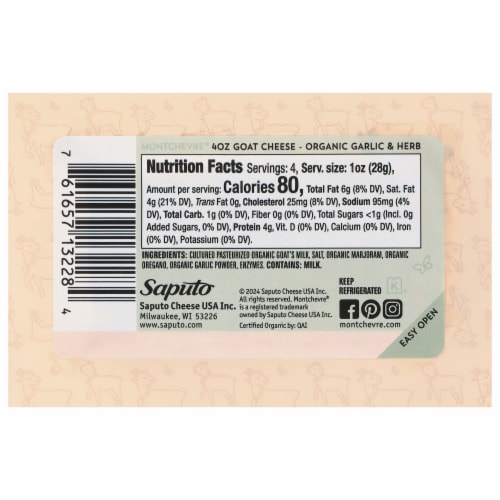 Montchevre® Organic Garlic & Herbs Goat Cheese Log Perspective: right