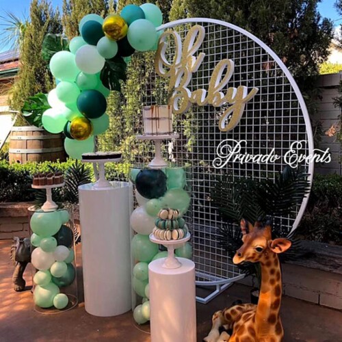 LANGXUN White Circle Mesh Decoration Arch Kit for Wedding and Birthday Party Perspective: right