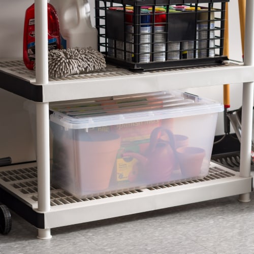 IRIS USA 68Quart/17Gal. Stackable Plastic Storage Bins with Lids and Latch Buckles, Clear Perspective: right