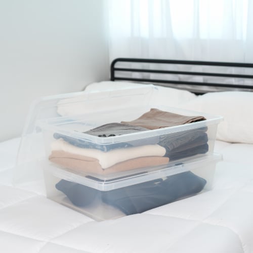 IRIS USA 28 Quart Plastic Stackable Storage Container Bin with Latching Lid Perspective: right