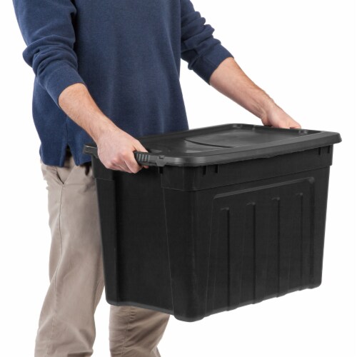 Sterilite 20 Gallon Latch Tote Plastic, Black 