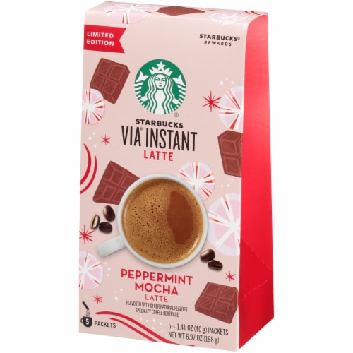 Starbucks VIA Instant Peppermint Mocha Latte Coffee Beverage Mix Packets Perspective: right