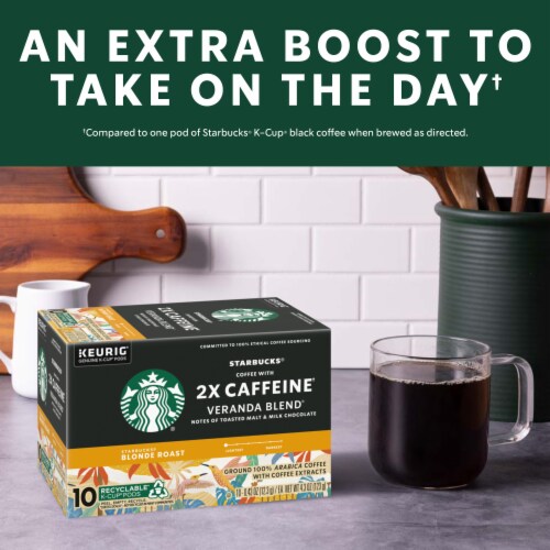 Starbucks 2X Caffeine Veranda Blend Blonde Roast K-Cup Coffee Pods Perspective: right