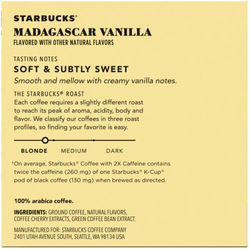 Starbucks Double Caffeine Madagascar Vanilla Flavored Coffee K-Cup Pods Perspective: right
