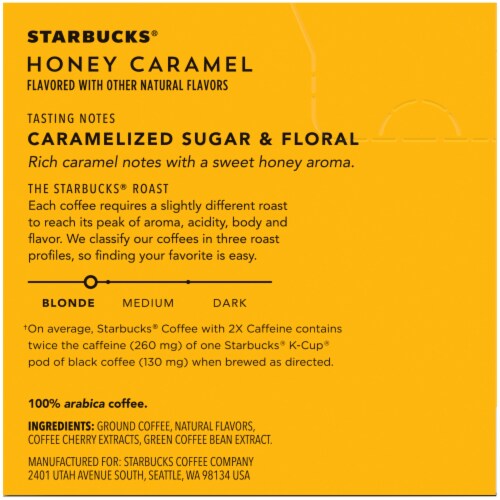 Starbucks Plus Honey Caramel Flavored Coffee K-Cup Pods Perspective: right