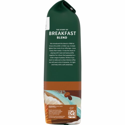 Starbucks Breakfast Blend Medium Roast Whole Bean Coffee Perspective: right