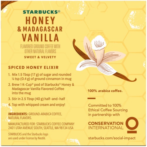 Starbucks® Honey & Madagascar Vanilla Flavored Ground Coffee K-Cup® Pods Perspective: right