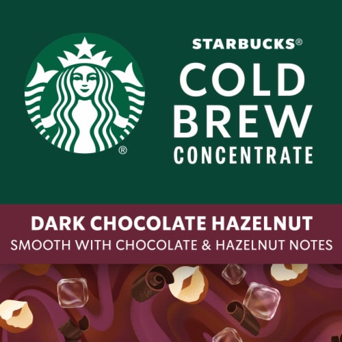 Starbucks Cold Brew Coffee Concentrate Naturally Flavored Dark Chocolate Hazelnut Bottle Perspective: right