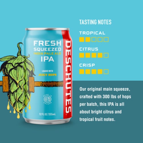 Deschutes Brewery® Fresh Squeezed IPA Craft Beer Perspective: right