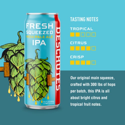 Deschutes Brewery® Fresh Squeezed IPA Craft Beer Single Can Perspective: right