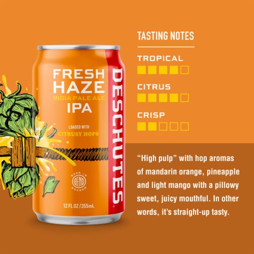 Deschutes Brewery® Fresh Haze IPA Craft Beer Perspective: right