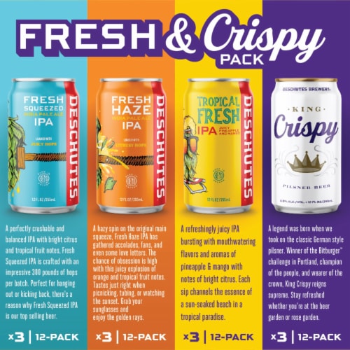 Deschutes Brewery® Fresh & Crispy Variety Pack Craft Beer Perspective: right