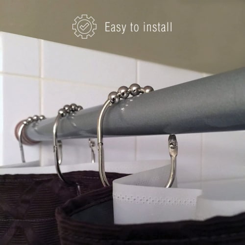 2LB Depot Wide Shower Curtain Rings/Hooks Set, Brushed Nickel Finish, Set of 12 Perspective: right