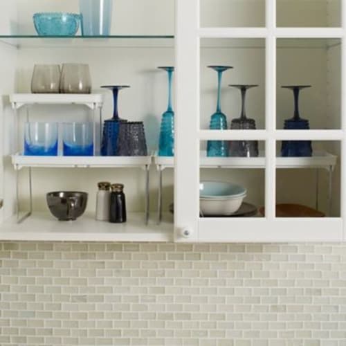 madesmart® Dots Large Stacking Cabinet Shelf in White/Grey Perspective: right